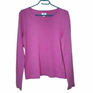 J Crew Teddie Sweater Cotton Merino Wool Blend Womans Size M Preppy Purple Pink